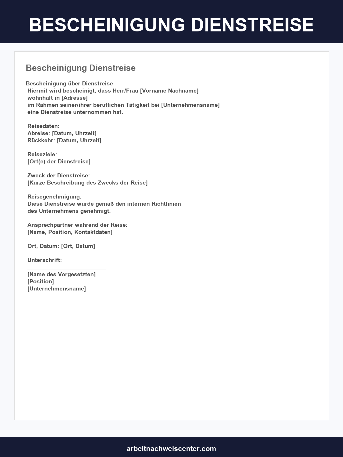 Bescheinigung Dienstreise Muster
